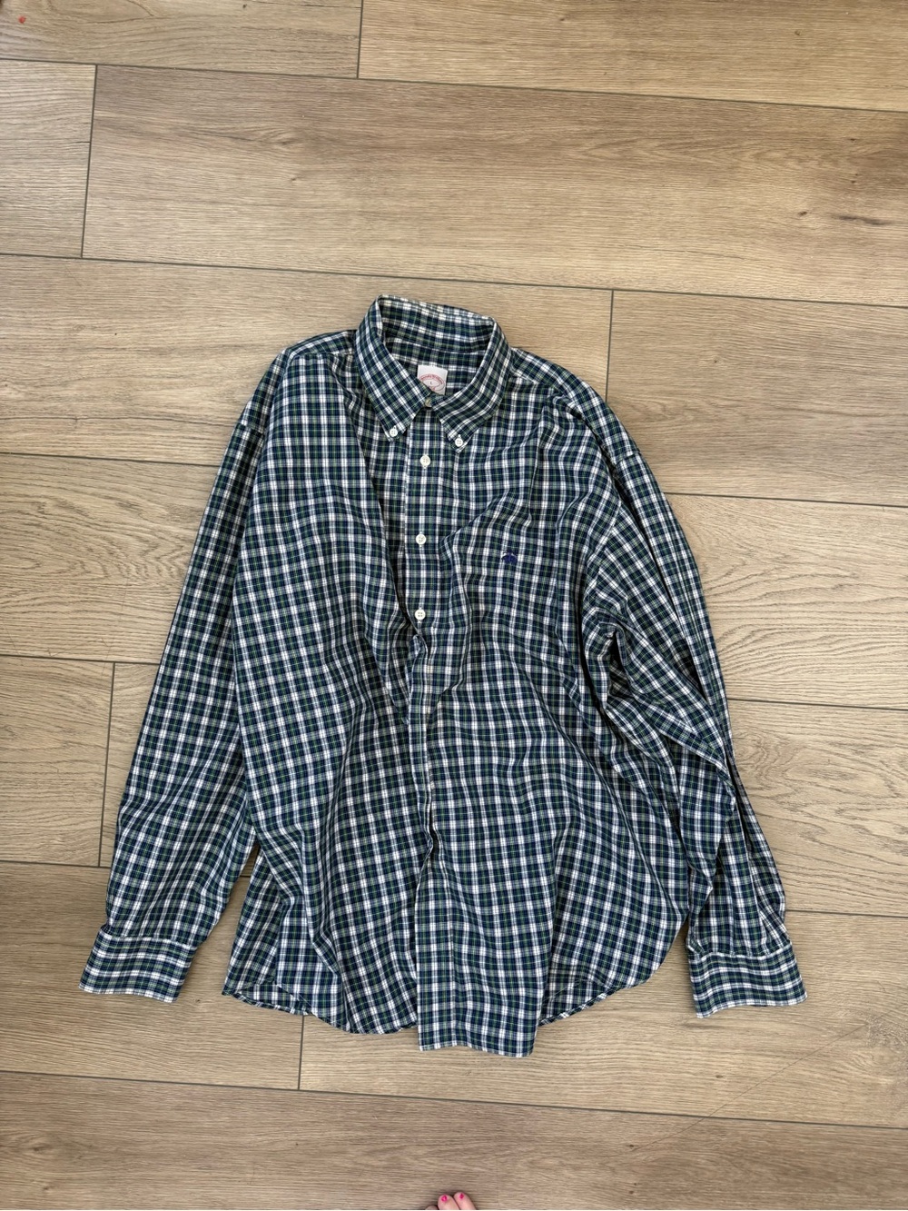 Brooks Brothers Blue and Green Plaid Button-Down Shirt